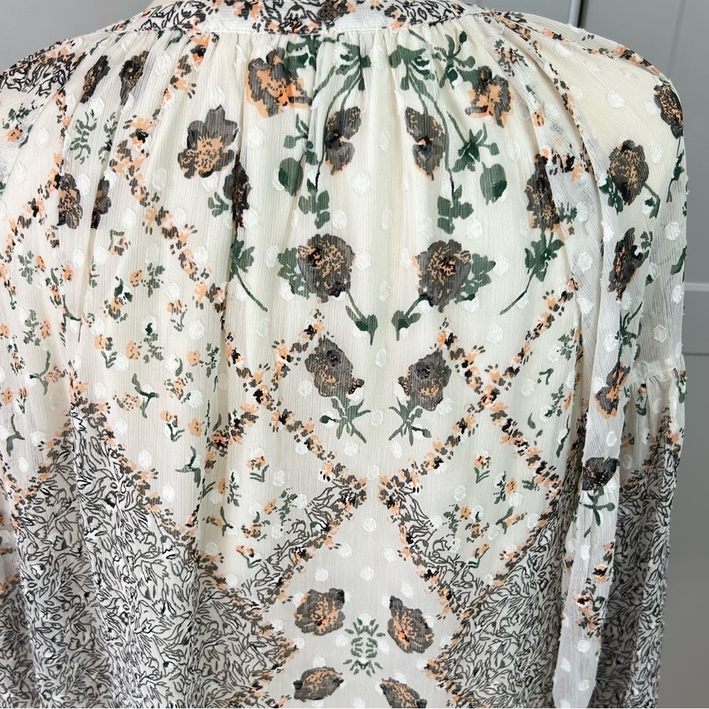 Boho Long Sleeve Blouse Large Patch Work Cottagecore Sweet Magnolia Peasant - Picture 6 of 8